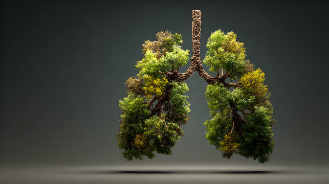 Green tree lungs symbolizing clean air and respiratory health concept for World Chronic Obstructive Pulmonary Disease Day and breathing awareness