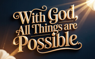 Naklejka na ściany i meble With God All Things Are Possible deep blue gold version Naklejka na ściany i meble With God All Things Are Possible deep blue gold version