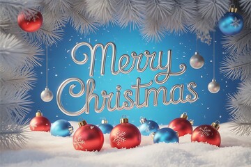 merry christmas background with gift box and ball lamp