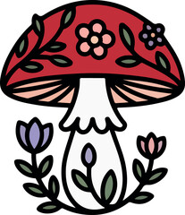 Floral mushroom logo vector .