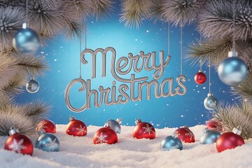 merry christmas background with gift box and ball lamp