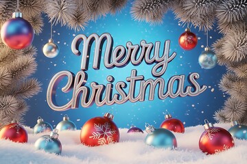 merry christmas background with gift box and ball lamp