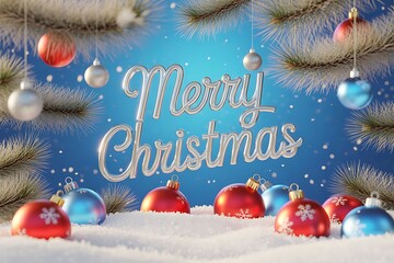 merry christmas background with gift box and ball lamp