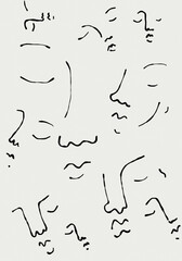 line art  faces background drawing 