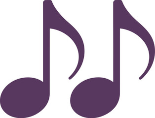Two purple musical eighth notes are displayed on a white background.