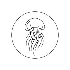 Minimal Jellyfish Line Art | Elegant Ocean Wildlife Illustration | Modern Marine Design