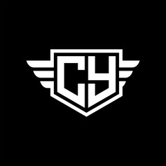 Obraz premium CY Logo vector image of initial shield with wing outline and simple shield