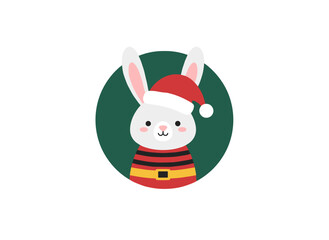 Fototapeta premium Adorable Santa Claus white rabbit celebrates the 2023 Year of the Rabbit, marking both the New Year and Chinese New Year with a joyful kawaii hare as the holiday symbol of