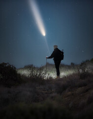 Astrophotography of Comet Tsuchinshan-ATLAS with Observer Silhouette 