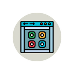 Circular Control Panel Icon &ndash; Beige Background with Multicolor Buttons