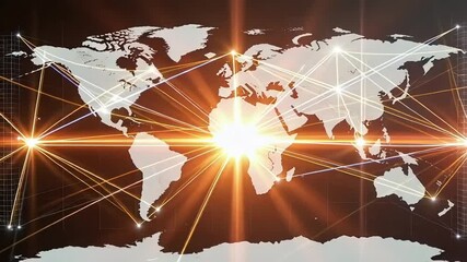 Global network connections world map technology background for business and innovation 3d 4k - Powered by Adobe