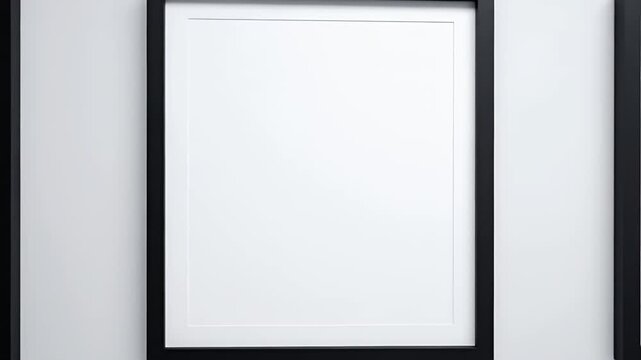Three empty black framed pictures hanging on a white wall.
