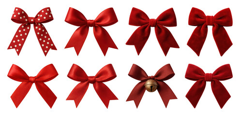 Plakat PNG Elegant red bows collection, element set on transparent background