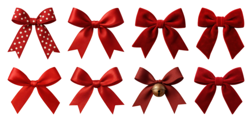PNG Elegant red bows collection, element set on transparent background