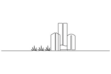 Office building minimalist continuous one line drawing of a modern art outline vector illustration.