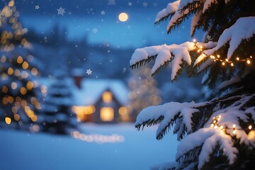 merry christmas background with gift box and ball lamp