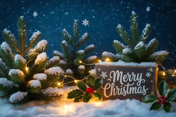 merry christmas background with gift box and ball lamp