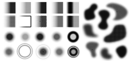 Halftone Gradients, Fully Editable Vector of Gradients in Halftone Pattern, Multiple Patterns of Gradients