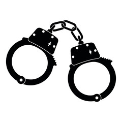 Minimalist silhouette of heavy duty handcuffs stark black design for criminal justice themes vector