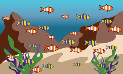 Underwater World Full of Wonders Illustration, Colorful Marine Life and Ocean Creatures Artwork