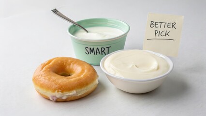 Sweet Treat with Yogurt and Note Suggesting Smart Choices