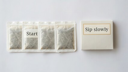 Tea Bags with Instruction to Sip Slowly and Start Enjoying Flavor
