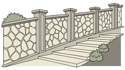 Naklejka premium CAD Drawings. Set of Vector Stone Wall Pattern for Landscape Architecture and Design