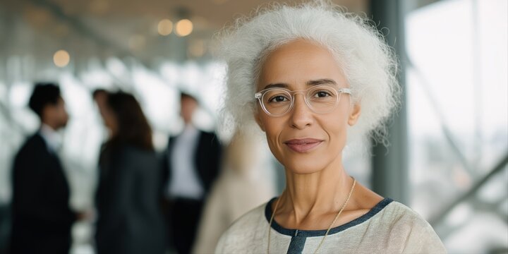 Mature caucasian female with glasses at professional event - Powered by Adobe
