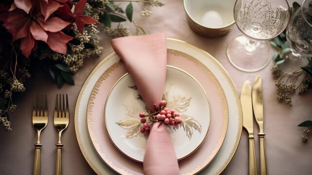Elegant table setting with floral decor and fine dining elements for a special occasion