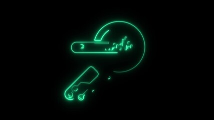 Green and Cyan Neon Magnifying Glass With Data Bars and Circuit Board Elements search - Powered by Adobe