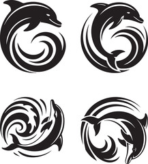 Tribal Dolphin Circular Logo Design © Icon Gallery
