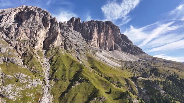 The southern slope of the Sassolungo mountain massif