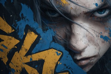 Gamer Portrait with Dynamic Urban Art Overlay.