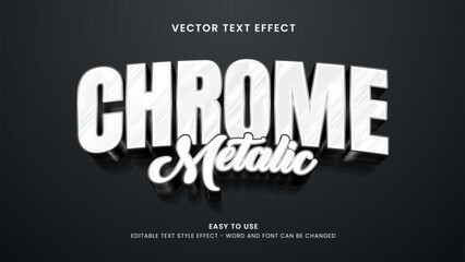 chrome metalic editable text effect 3d vector
