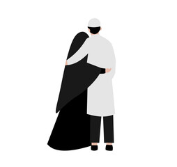 Muslim Couple Hug Illustration