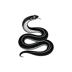 Coiled Snake Silhouette Vector on White Background  Minimalist Serpent Art Design