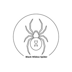 Minimal Black Widow Spider Line Art | Elegant Arachnid Illustration | Modern Wildlife Design