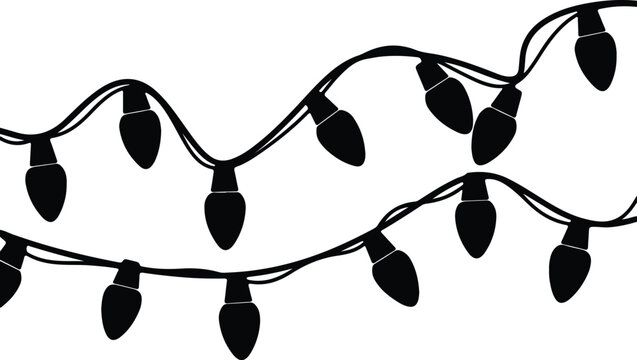 Vector christmas lights string decoration holiday festive silhouette illustration