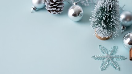 Festive holiday decorations home setting still life cozy atmosphere top-down view seasonal cheer