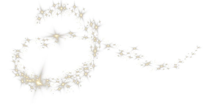 Golden stars and sparkles float across a white background, creating a whimsical and festive design element for celebrations and special occasions.