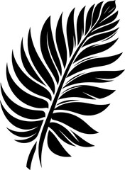 Obraz premium Vector art of black silhouette of a palm leaf