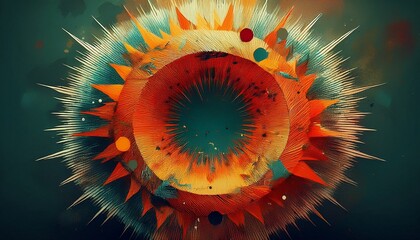 abstract spiky circle with a distressed texture