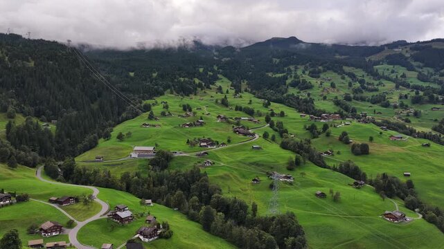 flying over the valley of grindelwald switzerland below the eiger