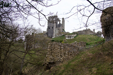 Corfe Castle in Dorset in England