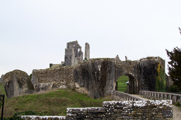 Corfe Castle in Dorset in England
