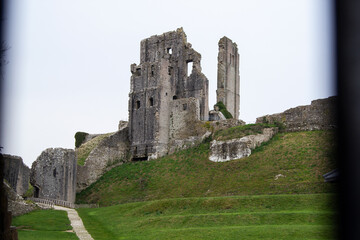 Corfe Castle in Dorset in England