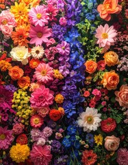 A vibrant floral explosion bursting with colorful blooms