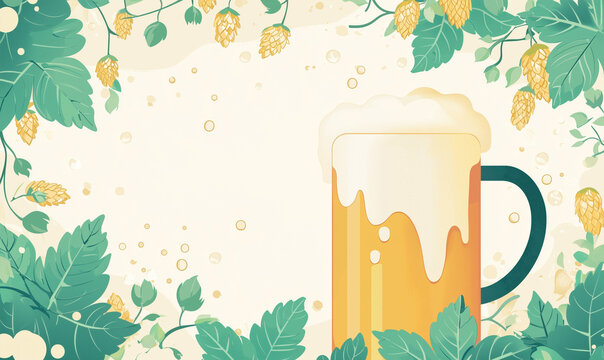 Craft beer celebration brewery garden digital artwork nature setting close-up view refreshing beverage concept