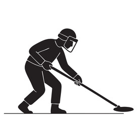 one line primitive black silhouette flat demining mine search