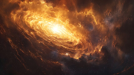 Obraz premium A mysterious black hole in deep space, surrounded by swirling matter.